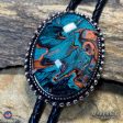 Large bolo tie with hand painted turquoise and copper stone Fashion