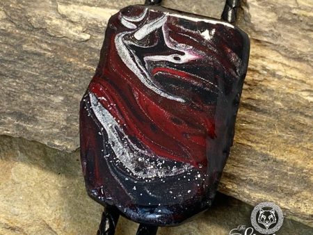 Red and black hand painted slate bolo tie Supply