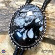 Large Black and Platinum bolo tie with our hand painted stone Discount