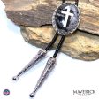 Silver Twist cross bolo tie with hand painted stone Supply