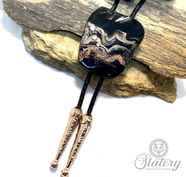 Large hand painted slate bolo tie Cheap