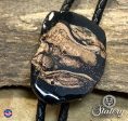 Hand painted slate bolo tie with copper accents For Sale