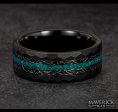 Black plated tungsten ring with faux meteorite and turquoise green opal inlays Supply