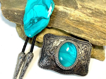 Special ORDER - XL slate bolo and coordinating belt buckle For Discount