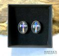 Handsome stainless steel cufflinks with hand painted stones and crosses Cheap