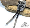 Hand painted slate bolo tie with Black and Platinum on Sale