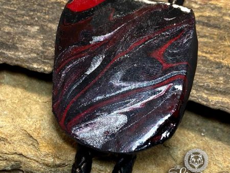 Red and black hand painted slate bolo tie Fashion