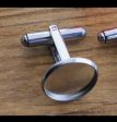 Classic neutral cufflinks in stainless steel ovals - with crosses For Cheap