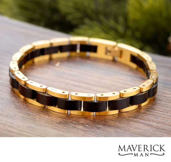 Handsome black and gold stainless steel bracelet Online Sale