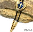 Lightweight golden bolo tie with gold foil cross For Cheap